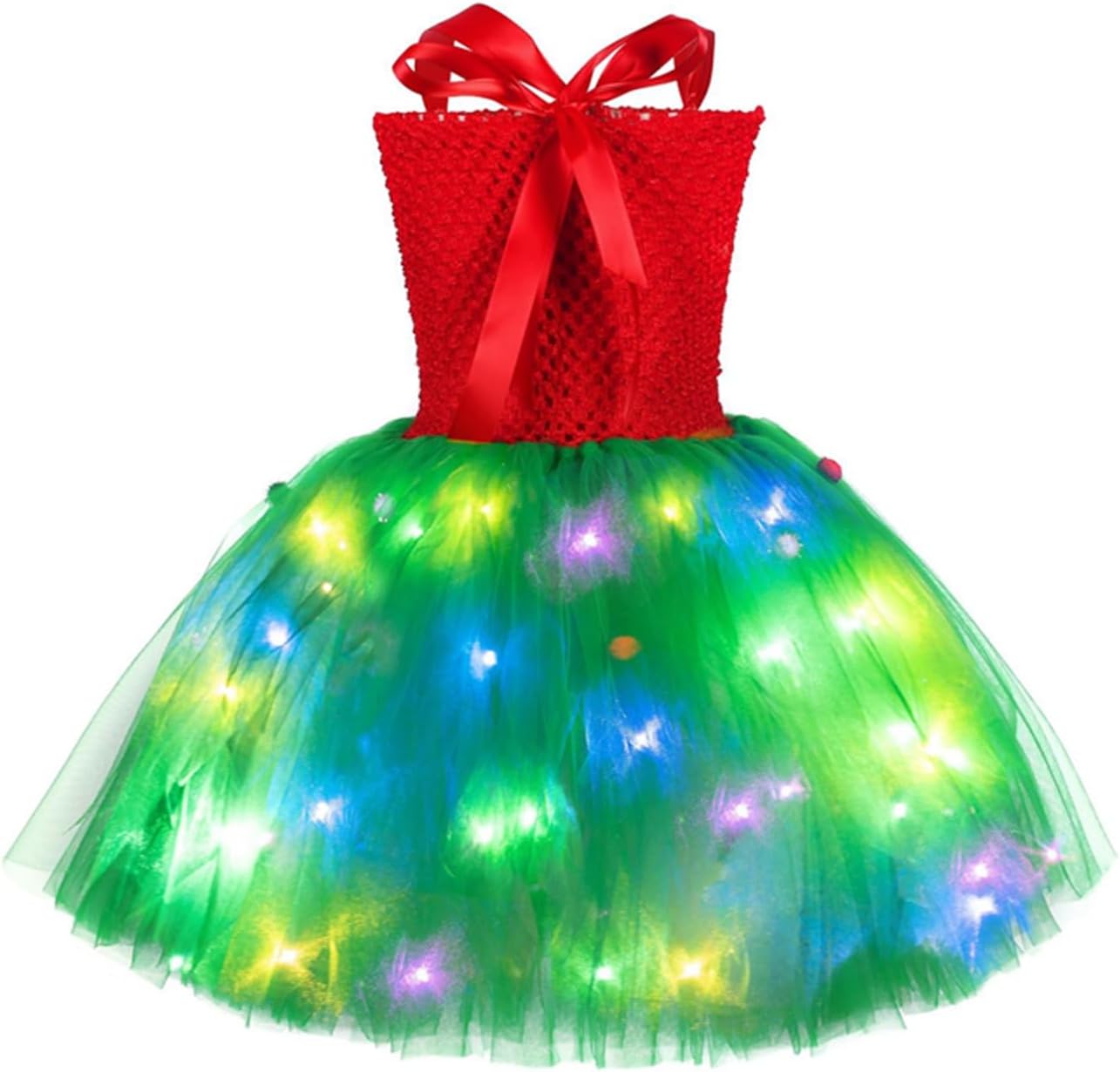 Toddler Girls Christmas Costume Mesh Tulle Dress with LED Headband Set 1
