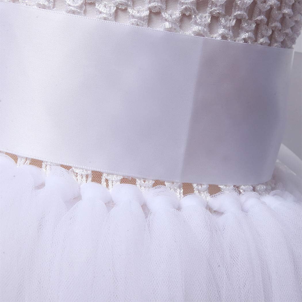 Girls V-Neck Tulle Evening Dress with Train for Parties Weddings