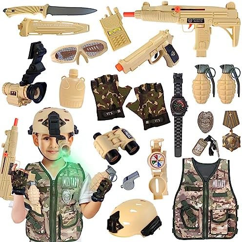 ZIRSENG 20-Piece Army Costume for Kids 3-10