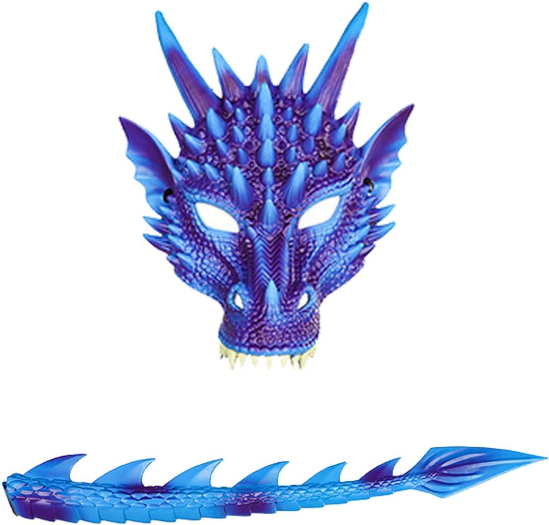 HoVoltaChildrens Dragon Wing Costume Dinosaur Tail Mask Set for Kids Halloween Costume