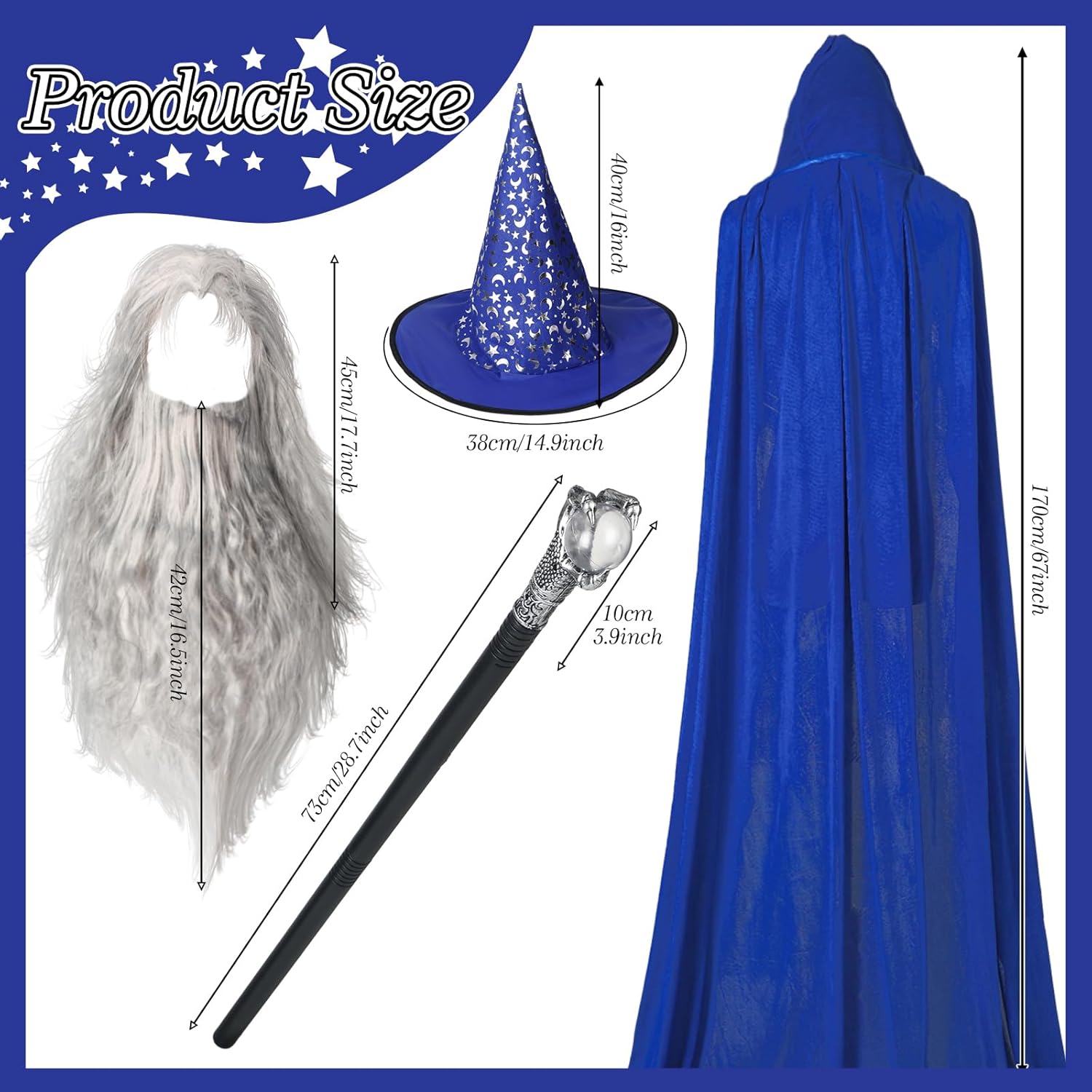 Hicarer Halloween Wizard Costume Set for Adults