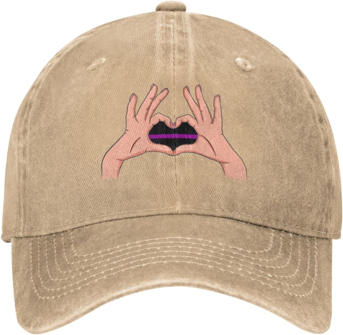RTATBY Women Men Holding A Heart Purple Line Flag Baseball Cap