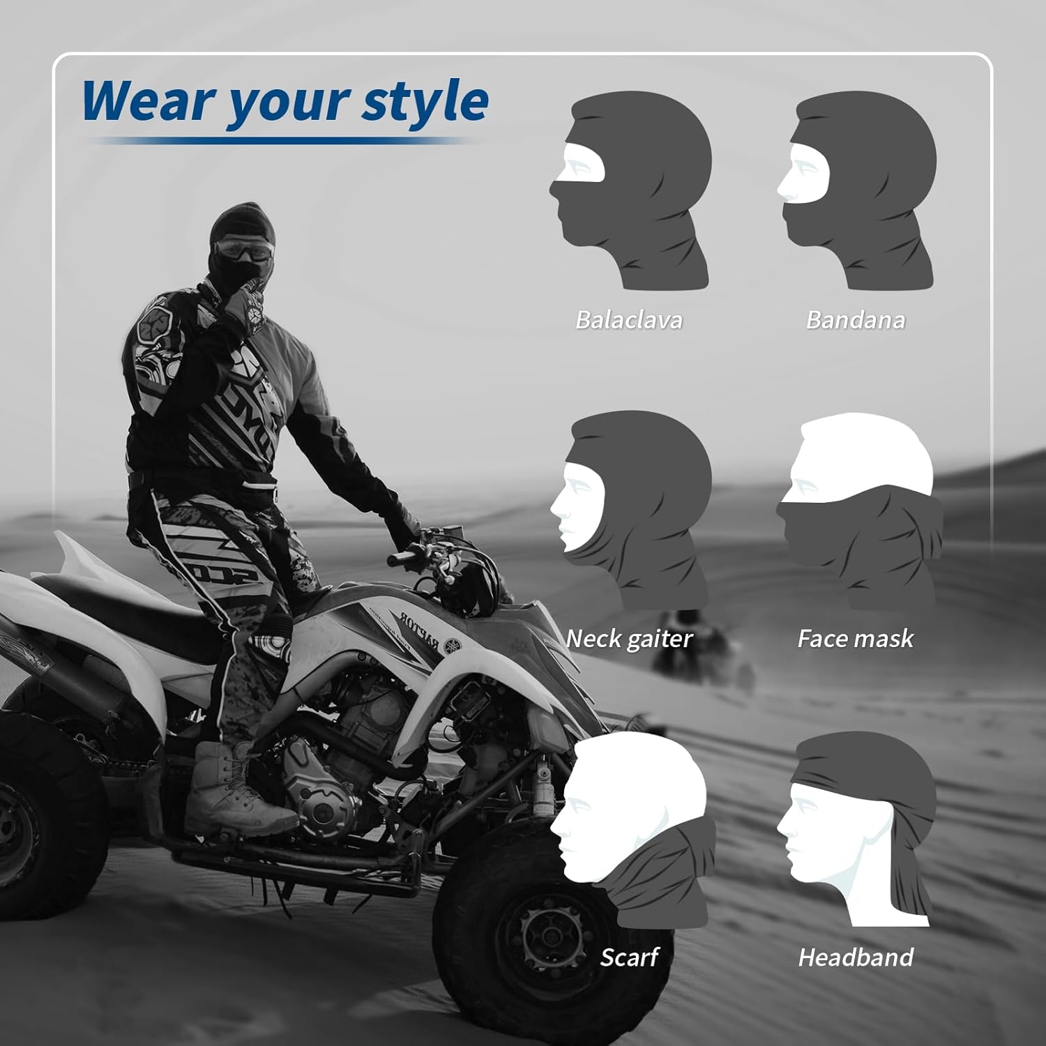 2-Piece Ski Mask Balaclava Skiing Snowboarding Motorcycle UV Protection