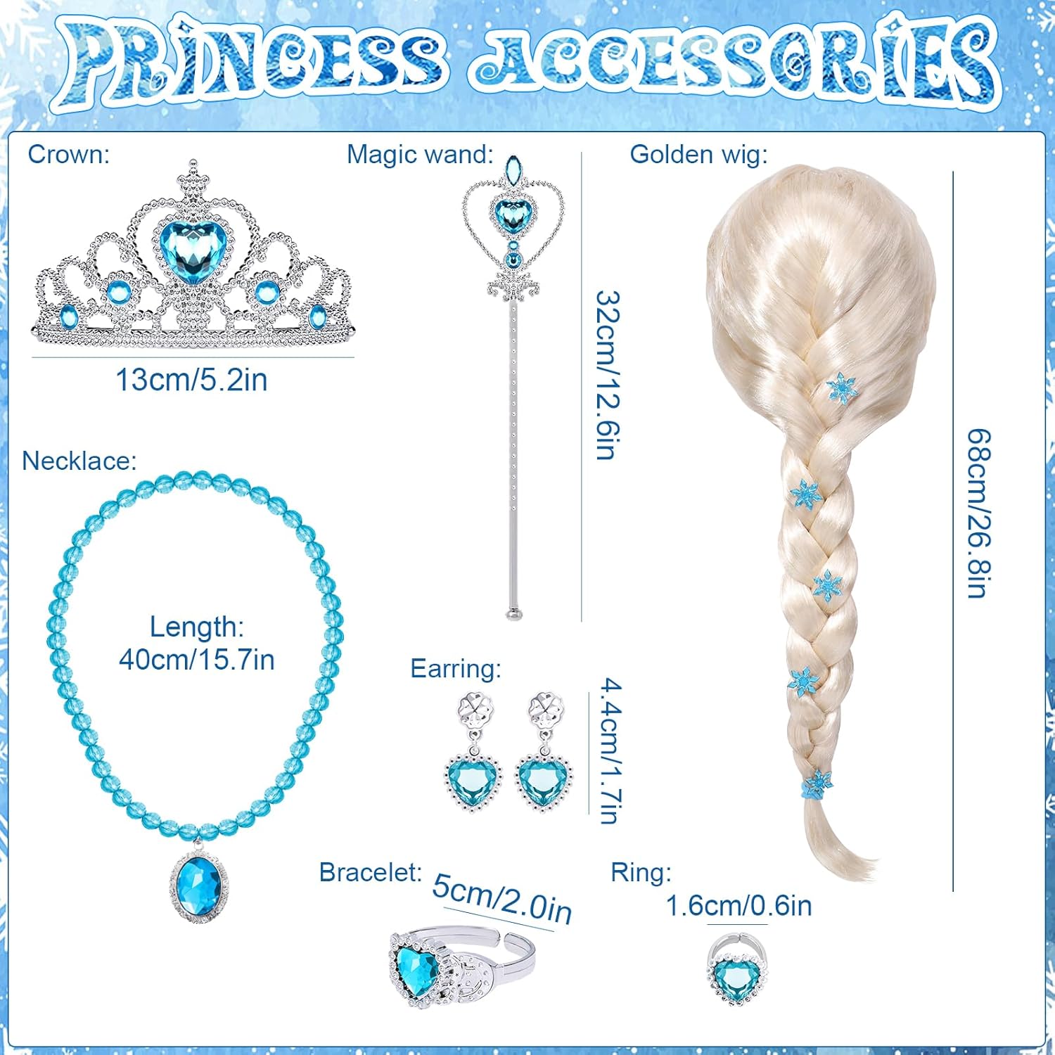 GC Elsa Princess Costume Dress with Wig and Cape