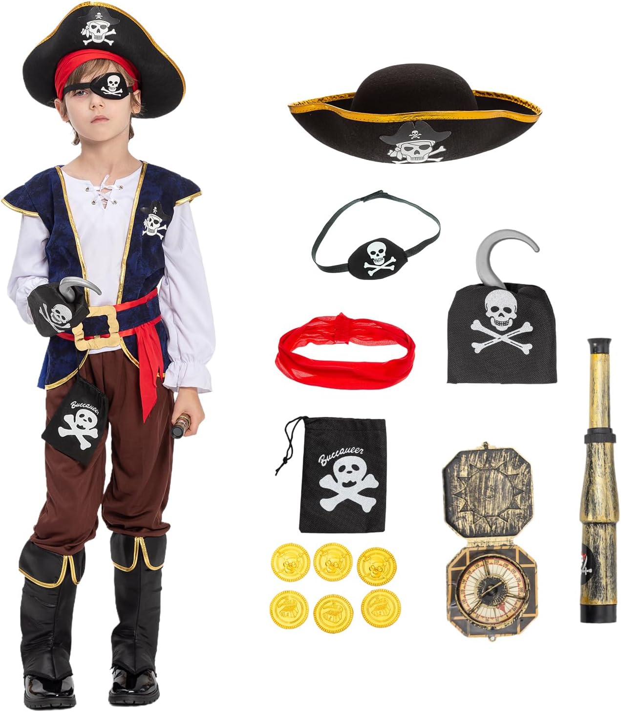 JAZGROM Kids Pirate Treasure Hammock Costume