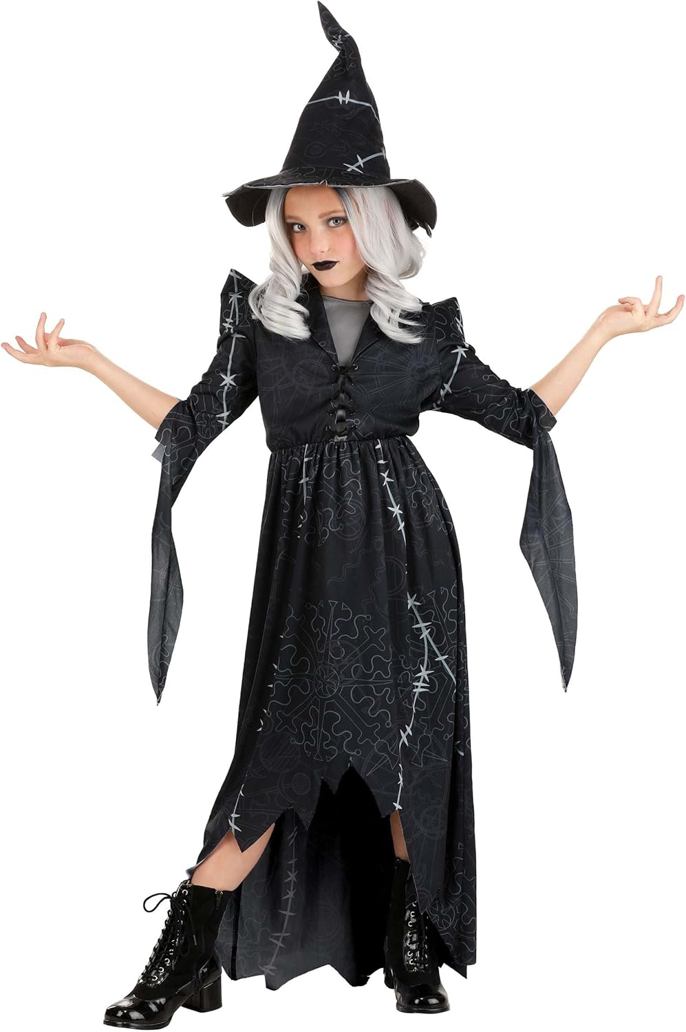 Fun Girls Gothic Stitch Witch Costume Girls Enchantress Halloween Outfit