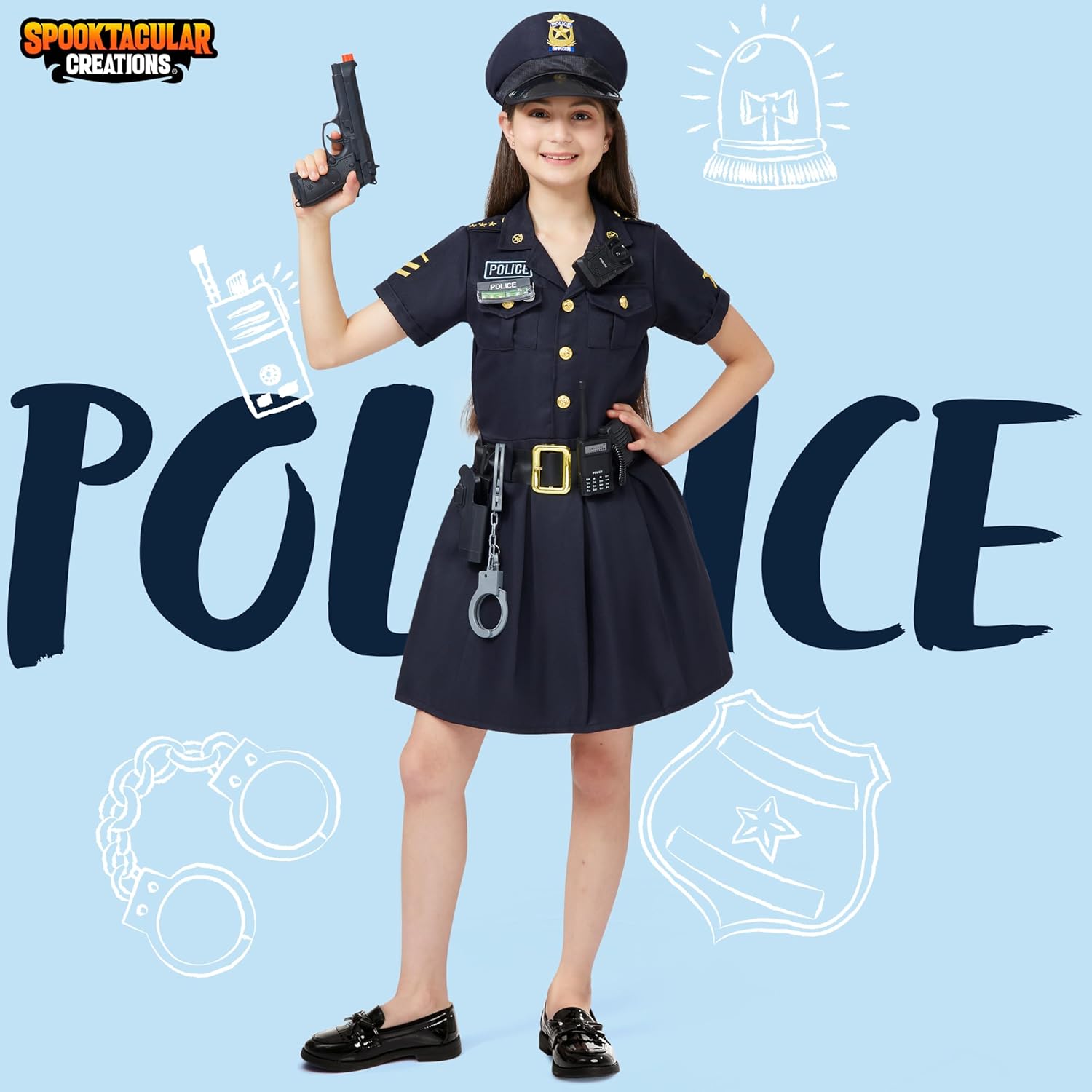 Spooktacular Girl Police Costume Toddler Set