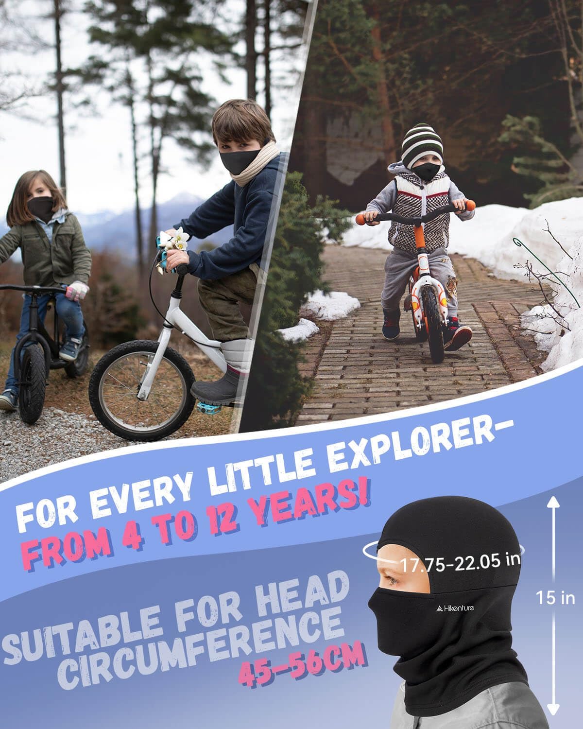 Hikenture Kids Balaclava Ski Mask - Fleece Hood with Helmet Liner