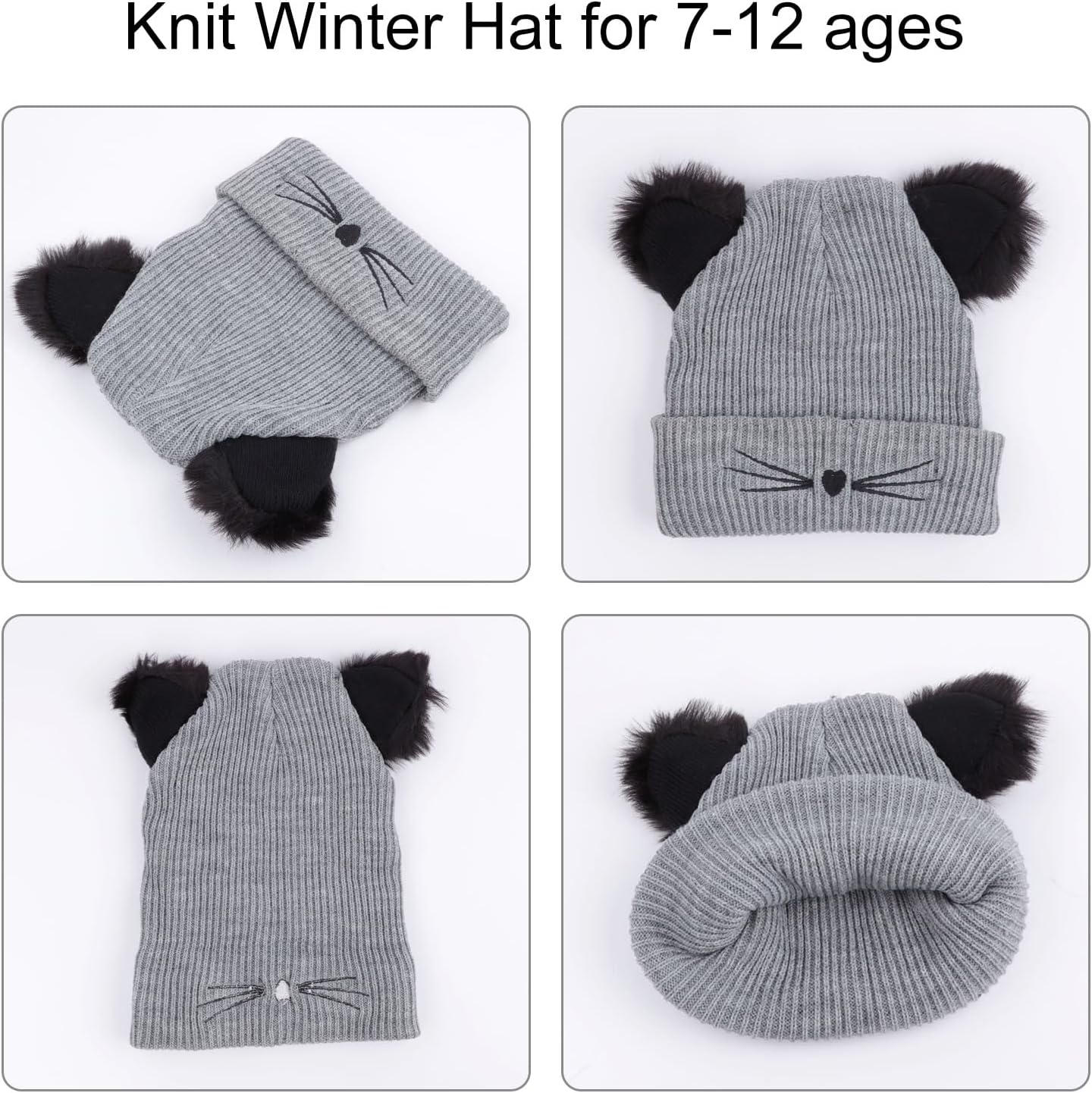 Winter Cat Ears Beanie for Girls
