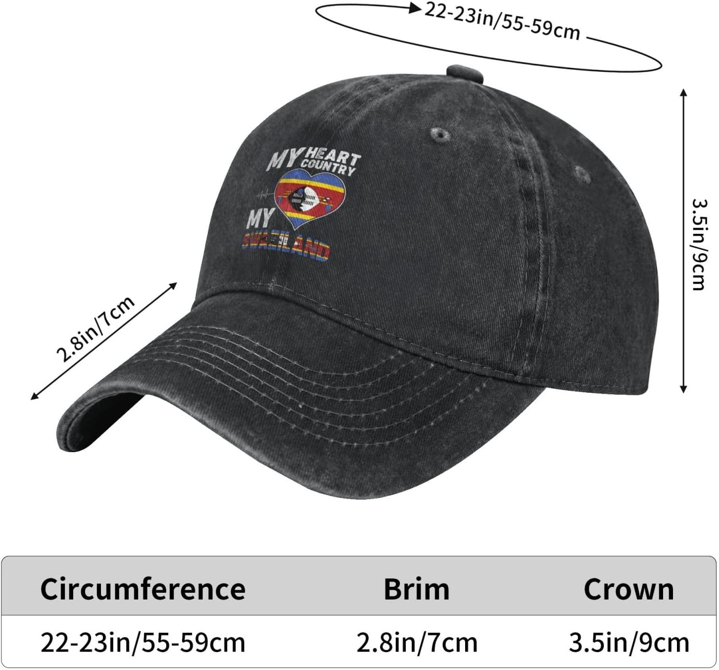 My Heart My Country My Swaziland Baseball Cap Dad Hat