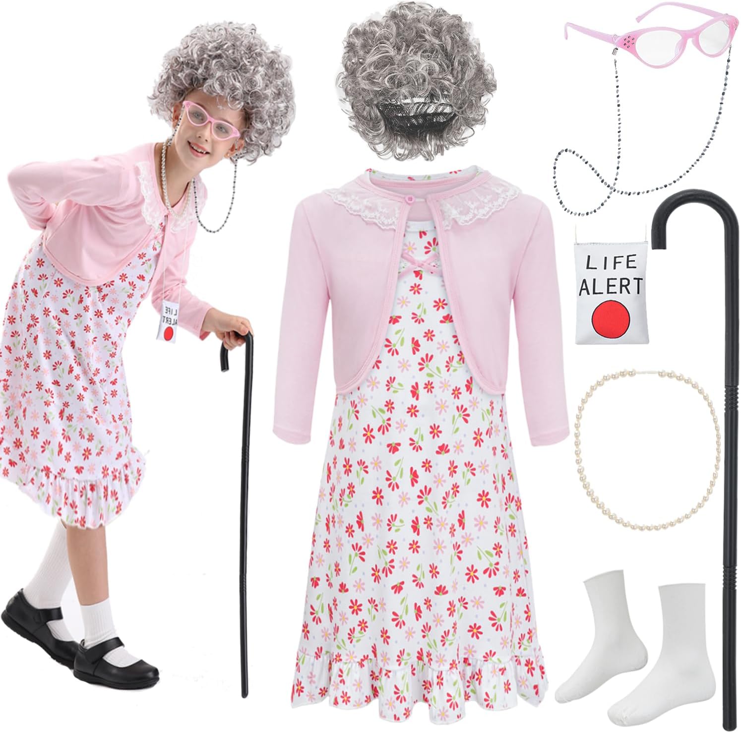 Granny Costume for Girls Traditional Old Lady Day 100