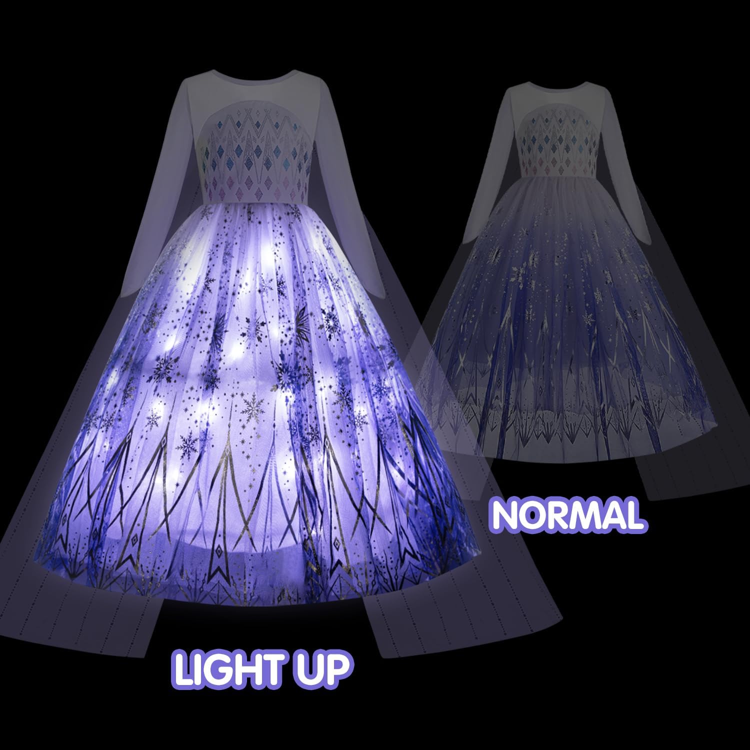 Princess Costume for Girls Light-Up Purple Dress Up
