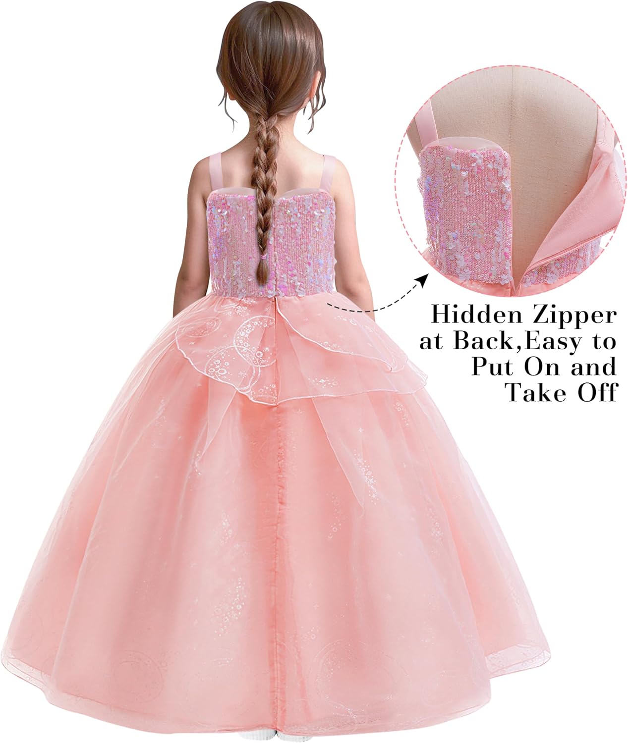 Btonai Kids Pink Witch Costume with Crown and Wand 1