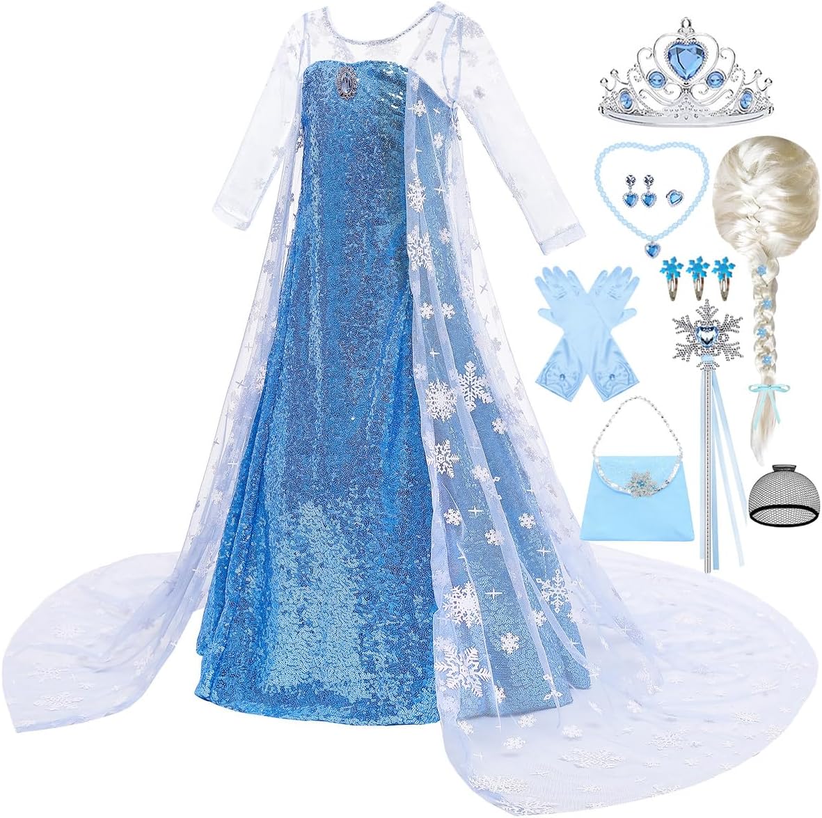 ZaisuiFun Princess Elsa Sequin Dress for Girls Halloween Party Costume