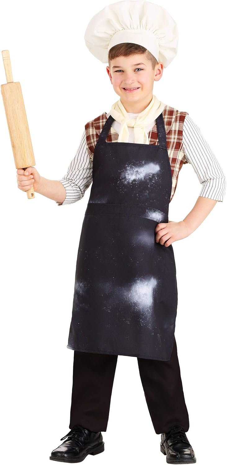 Fairytale Baker Boys Costume - Set Includes Shirt Vest Apron Hat and Scarf