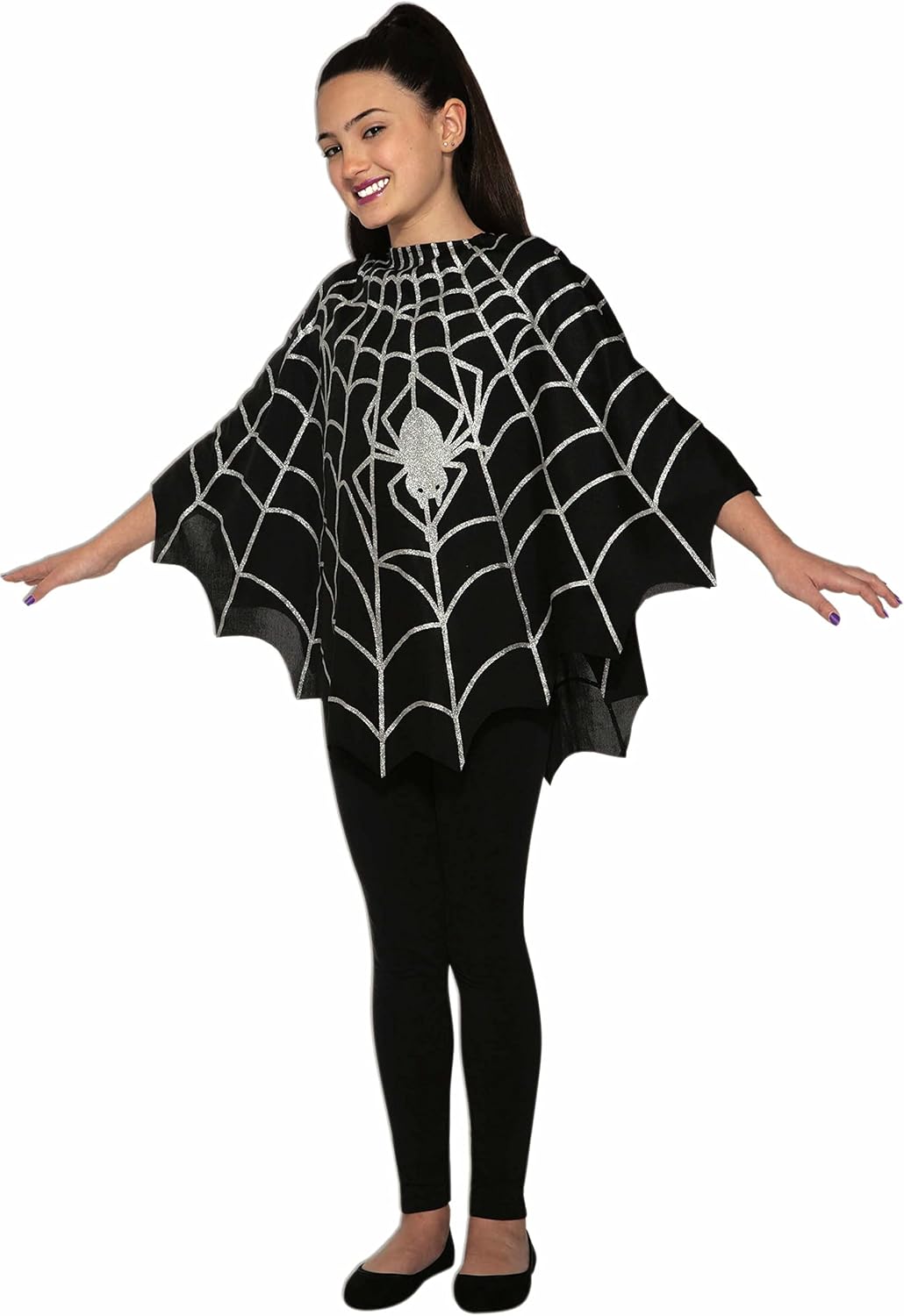 Rubies Spider-Web Decorated Poncho for Kids