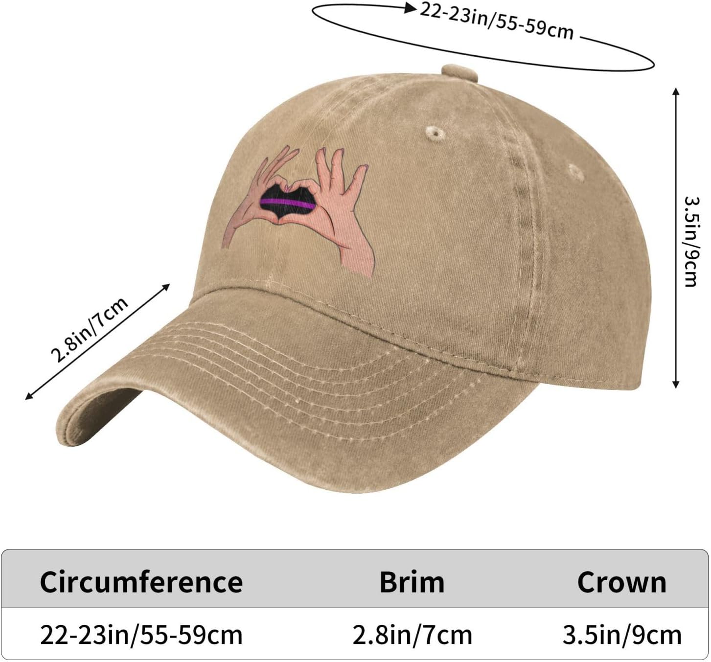RTATBY Women Men Holding A Heart Purple Line Flag Baseball Cap