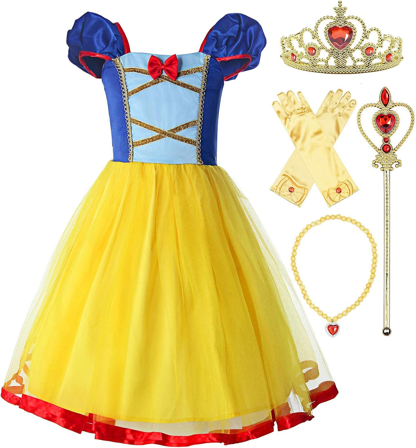 Reli Beauty Girls Backless Princess Dress with Yellow Accessories 6-7Y