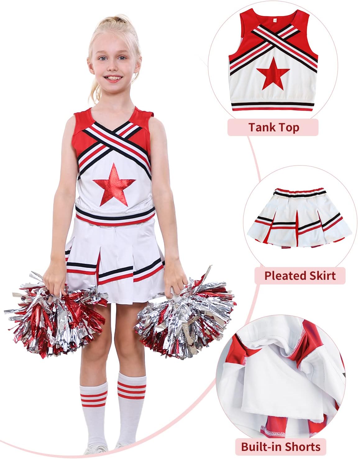 LOLANTAVIP Bright Red Cheerleader Uniform