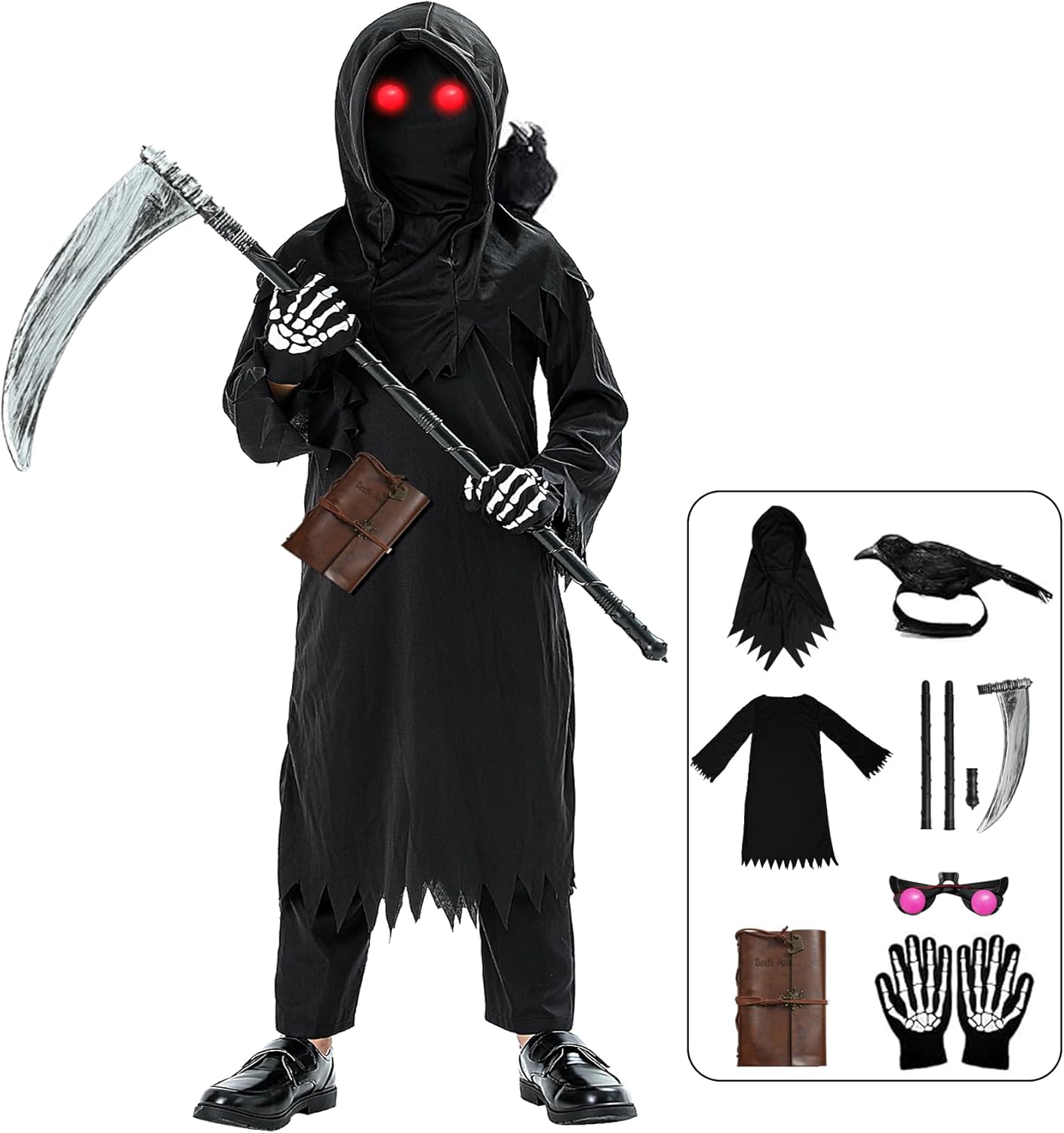 Onory Halloween Costume Kids Grim Reaper Costume Scary Halloween Party Favors