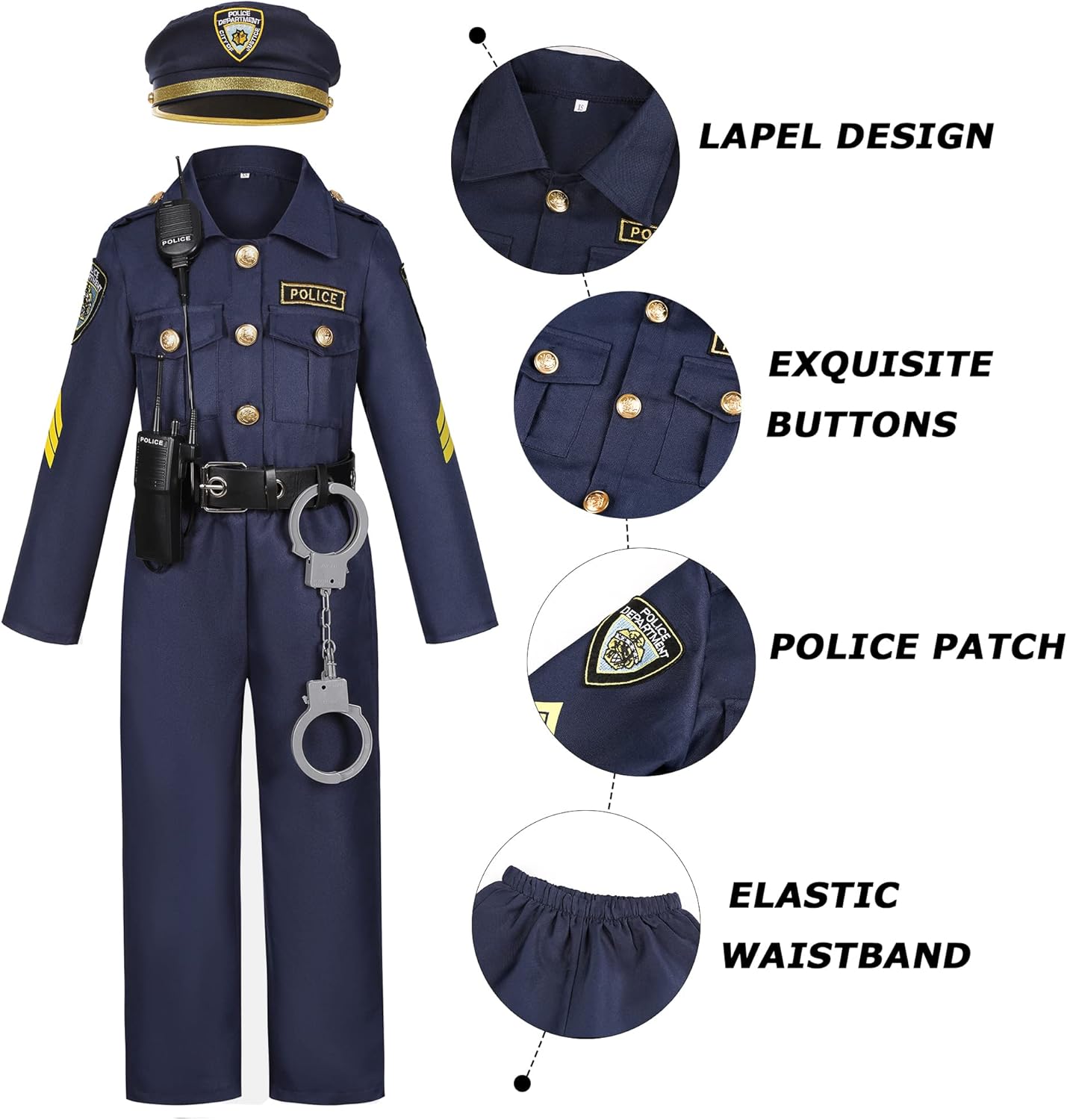 Kids Police Officer Costume Set for Halloween