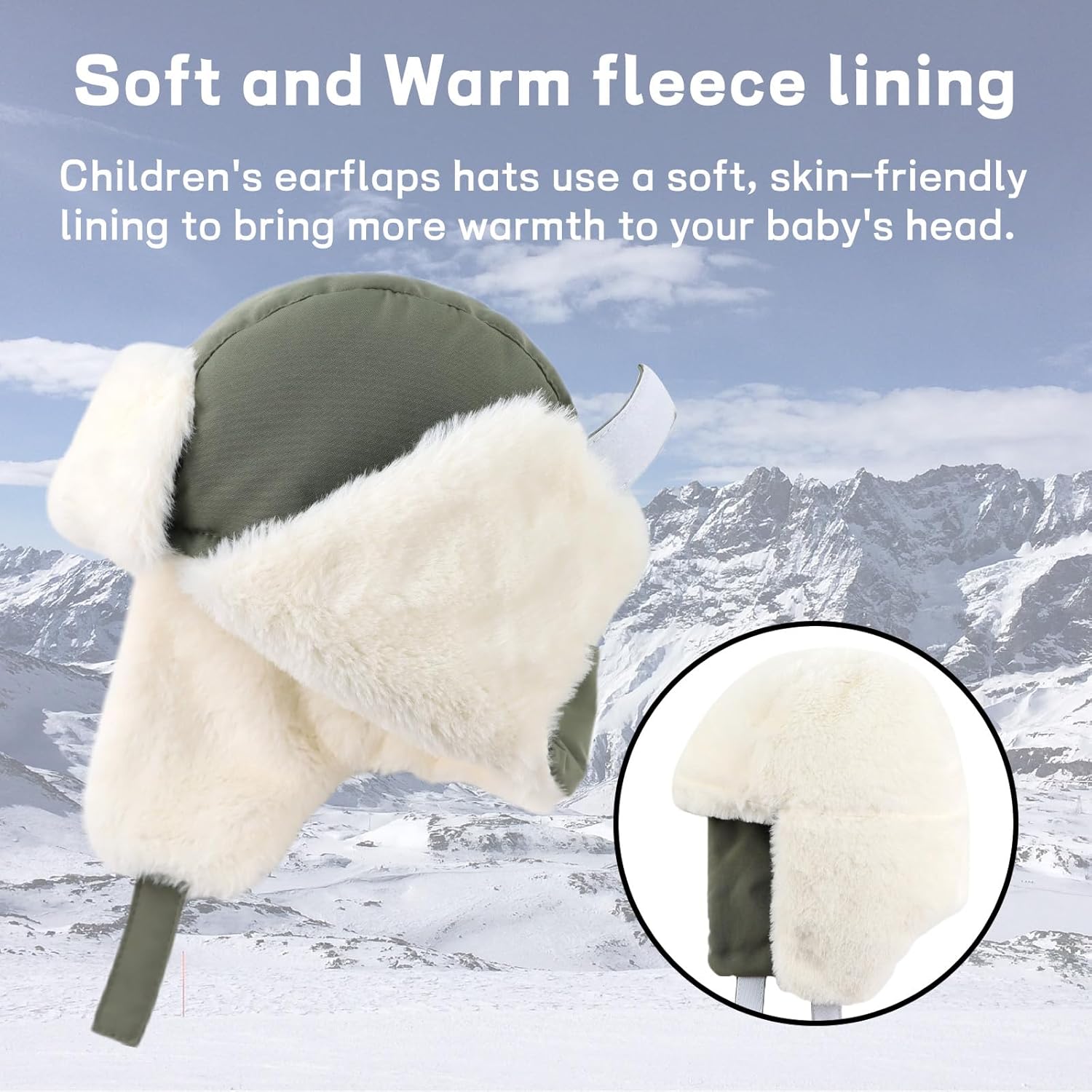 JANGANNSA Waterproof Windproof Winter Baby Beanie Fleece Lined Trapper Hat for Kids