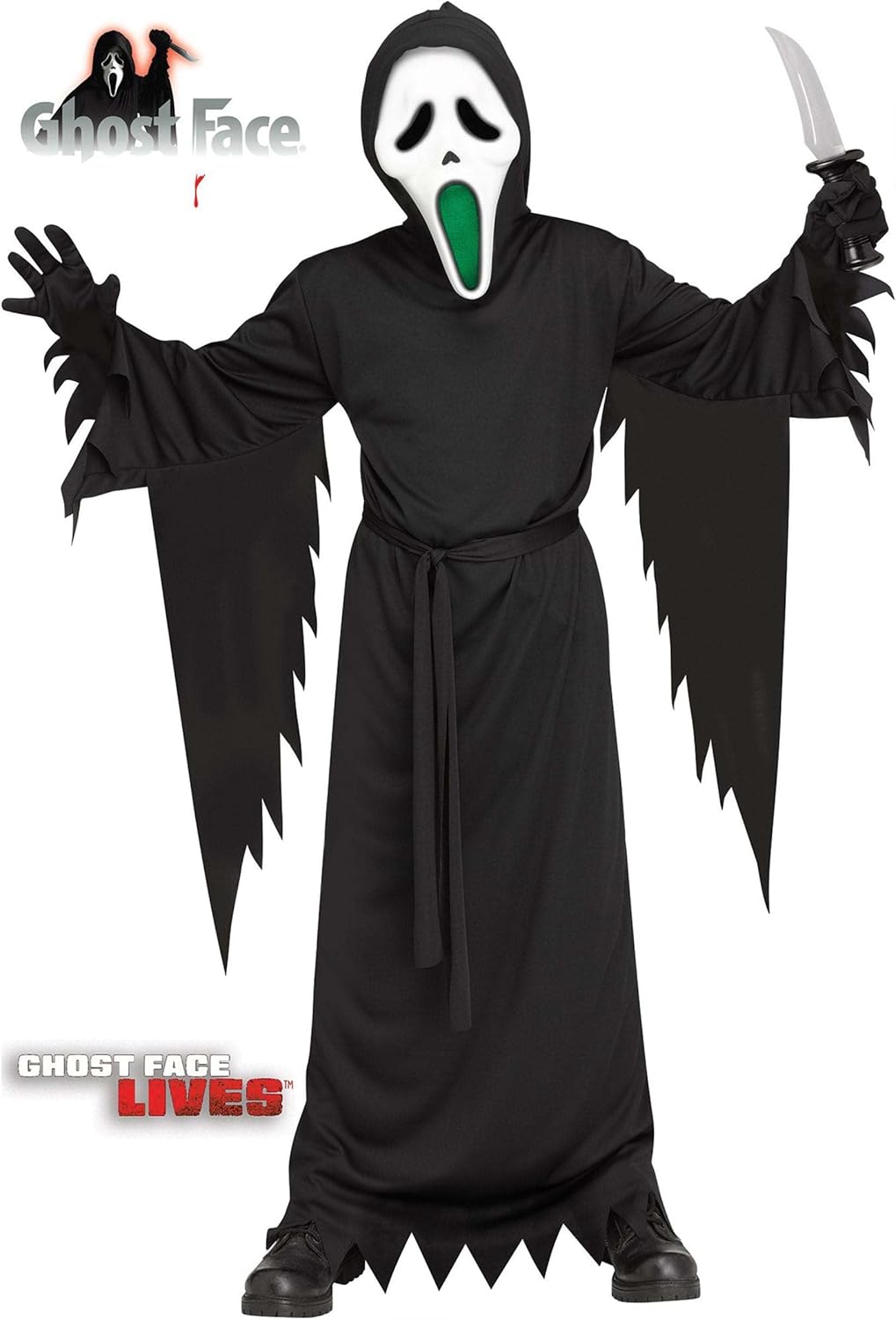 Kids Light-Up Fading Mouth Ghost Face Costume Small
