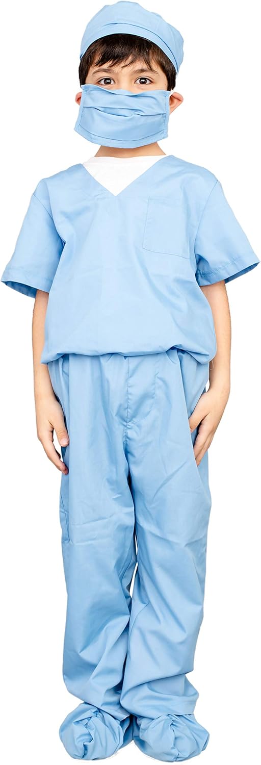 Costume Agent Doctor Scrubs Kids Blue Halloween Costume Set