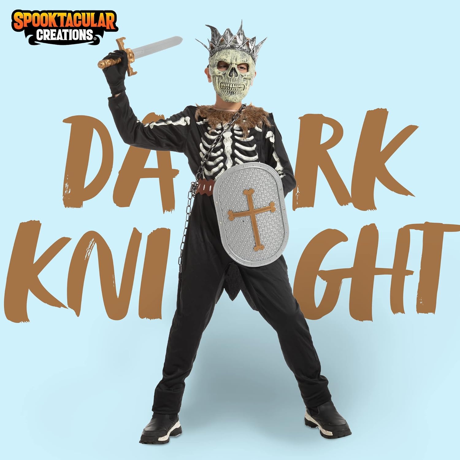 Skeleton Knight Costume for Spooktacular Halloween Kids - Dark Themed Party Costume