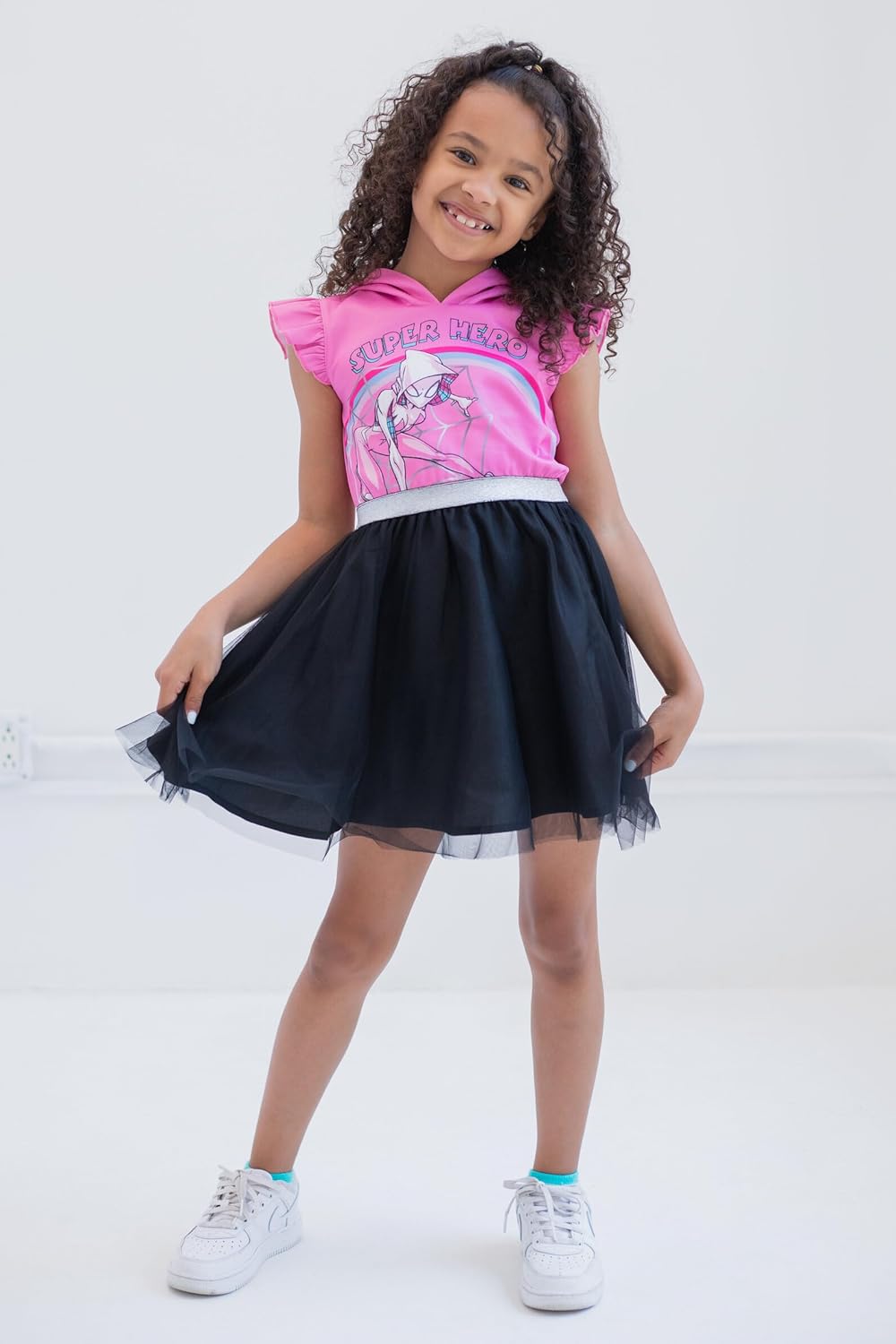 Marvel Spider-Gwen Cosplay Dress Spider Mesh Tulle Pink