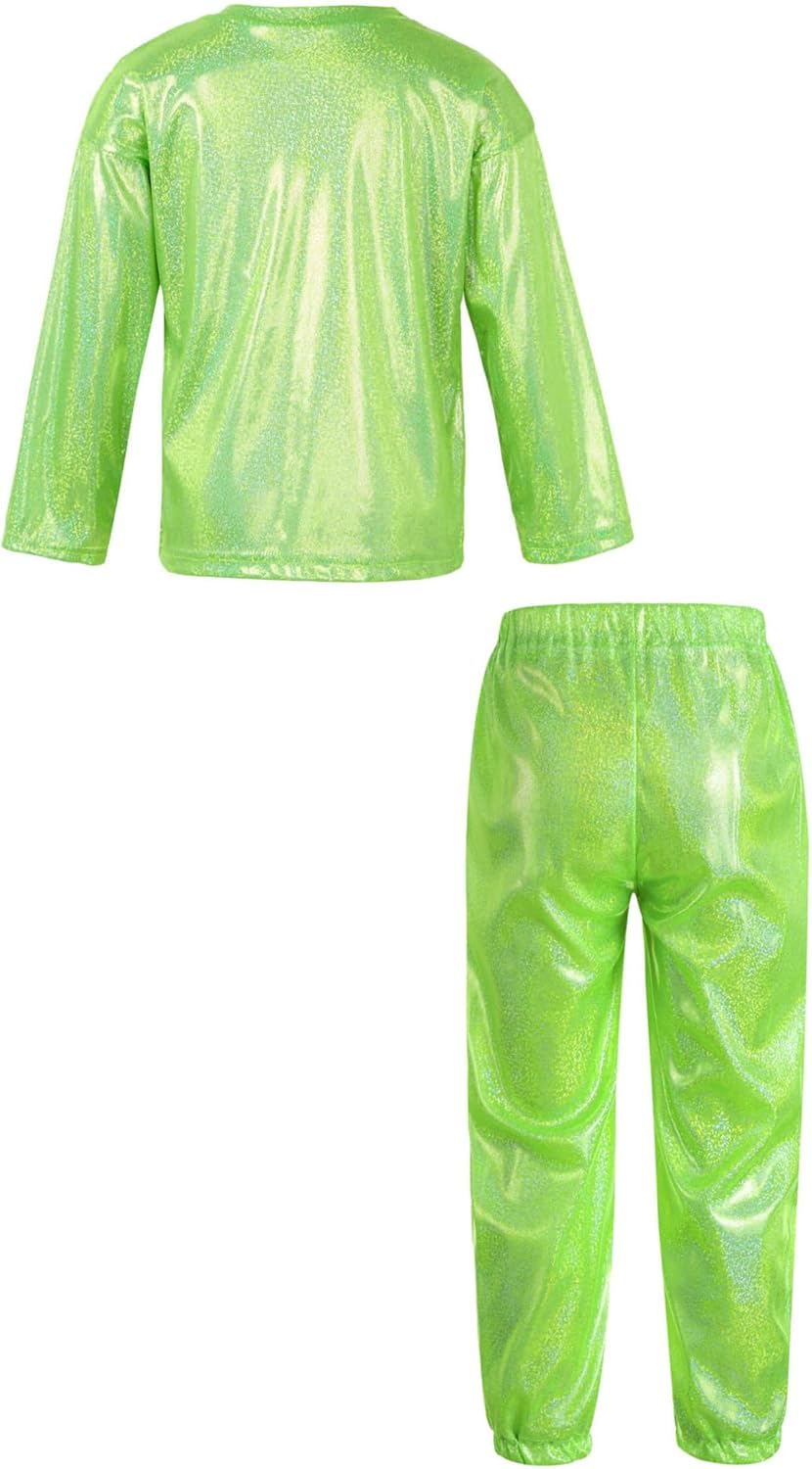 Kaerm Boys Dance Costume Set with Harem Pants and Glittery T-Shirt