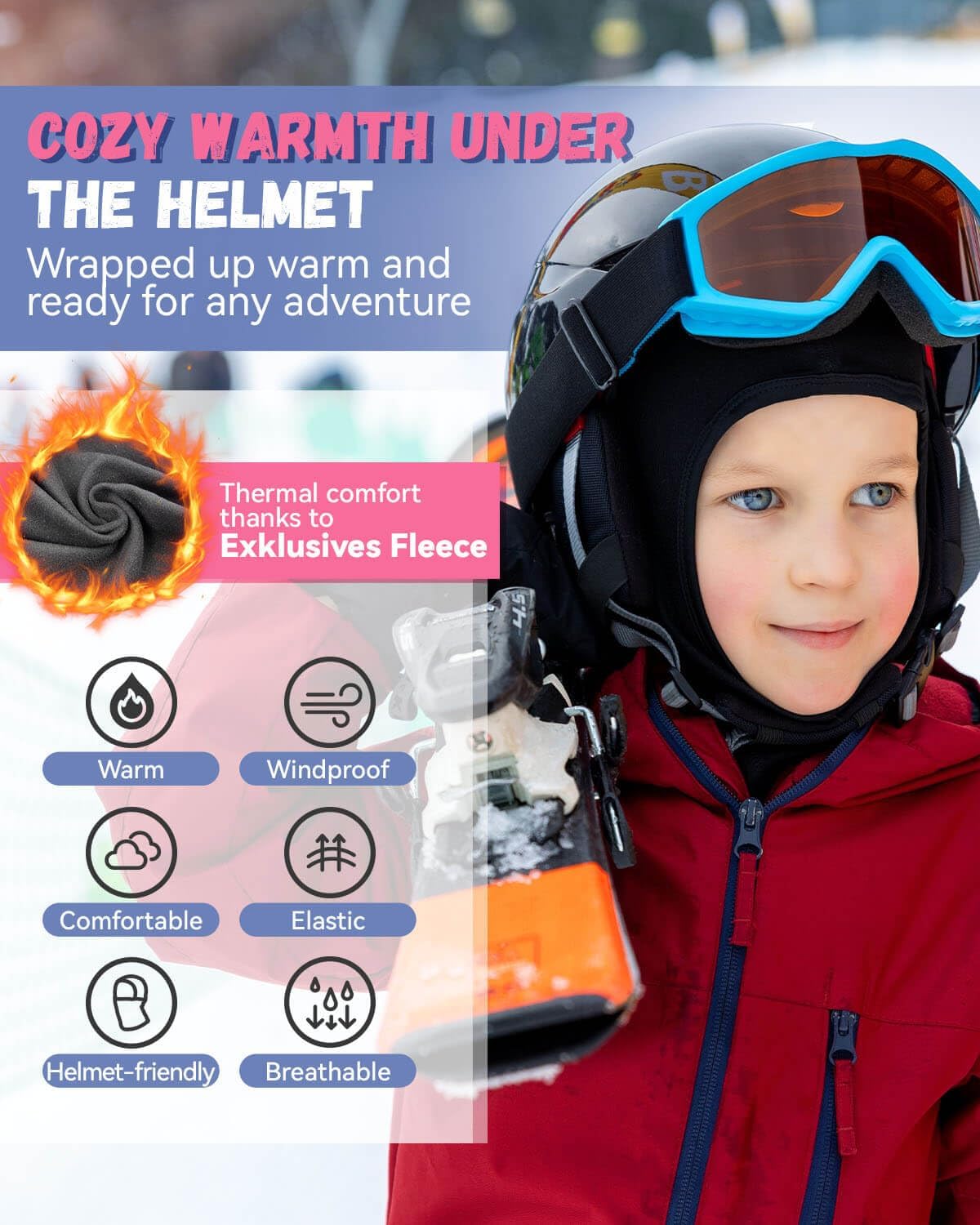 Hikenture Kids Balaclava Ski Mask - Fleece Hood with Helmet Liner