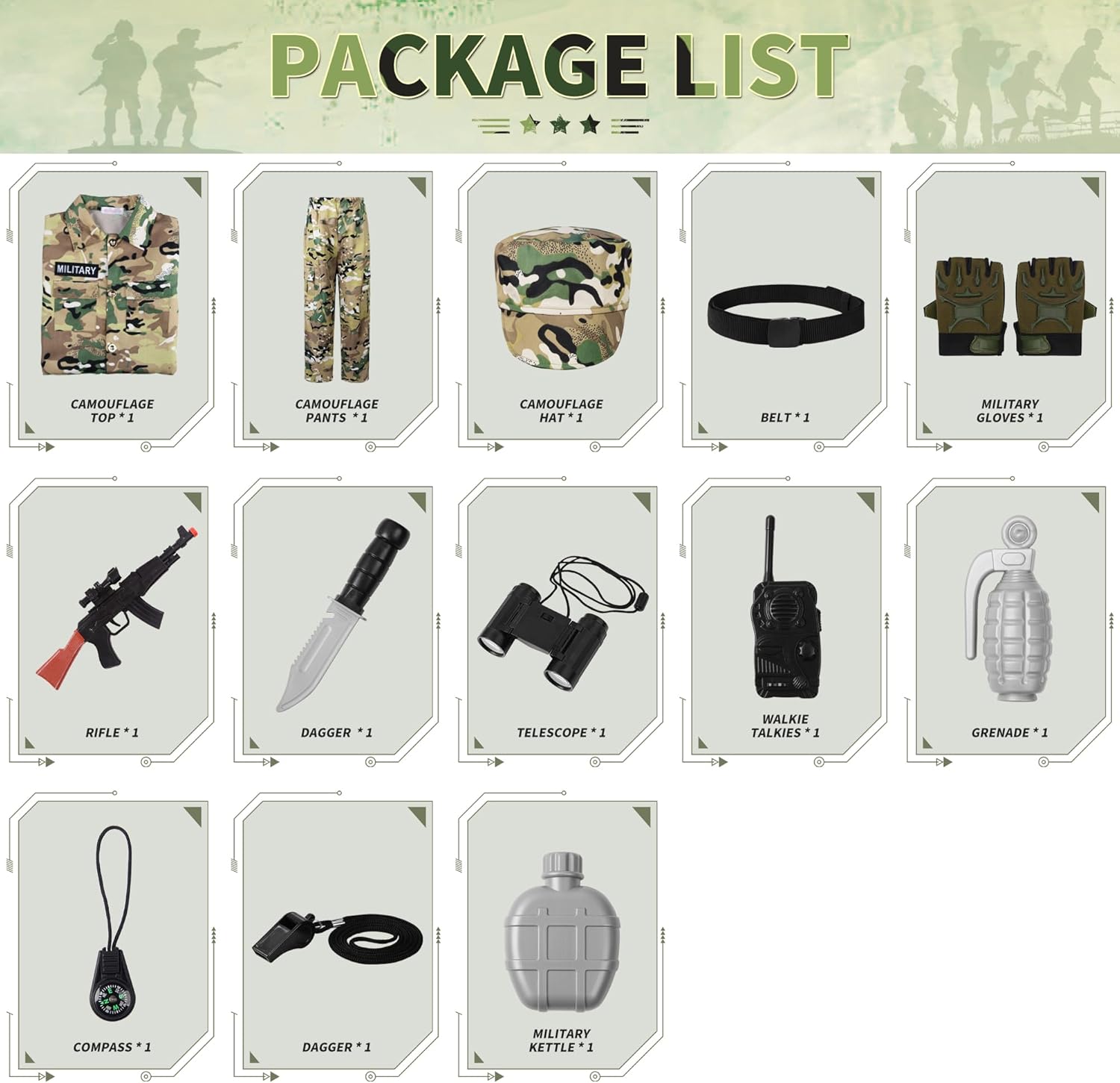 ReliBeauty Soldier Costume Army Camouflage Uniform