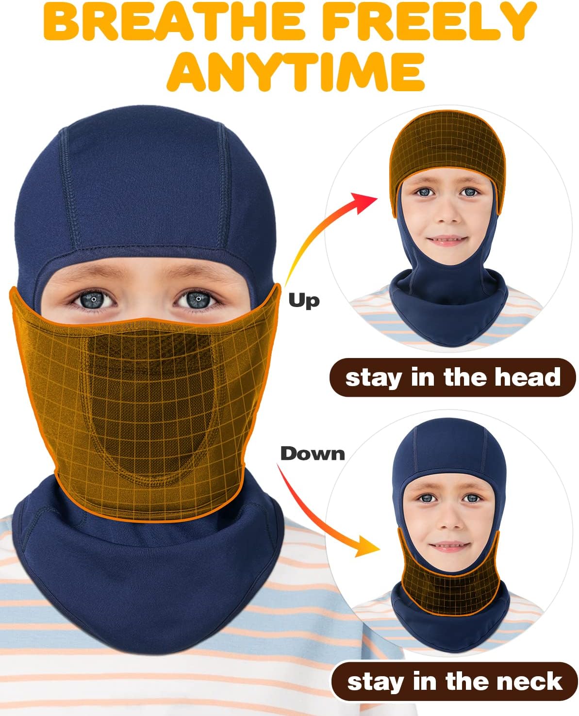 Venswell Breathable Kids Ski Mask Movable Face Part for Boys Girls