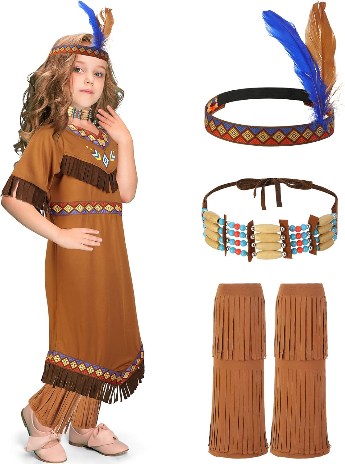 Boyiee Native Prince Indian Princess Costume for Kids Halloween Mardi Gras