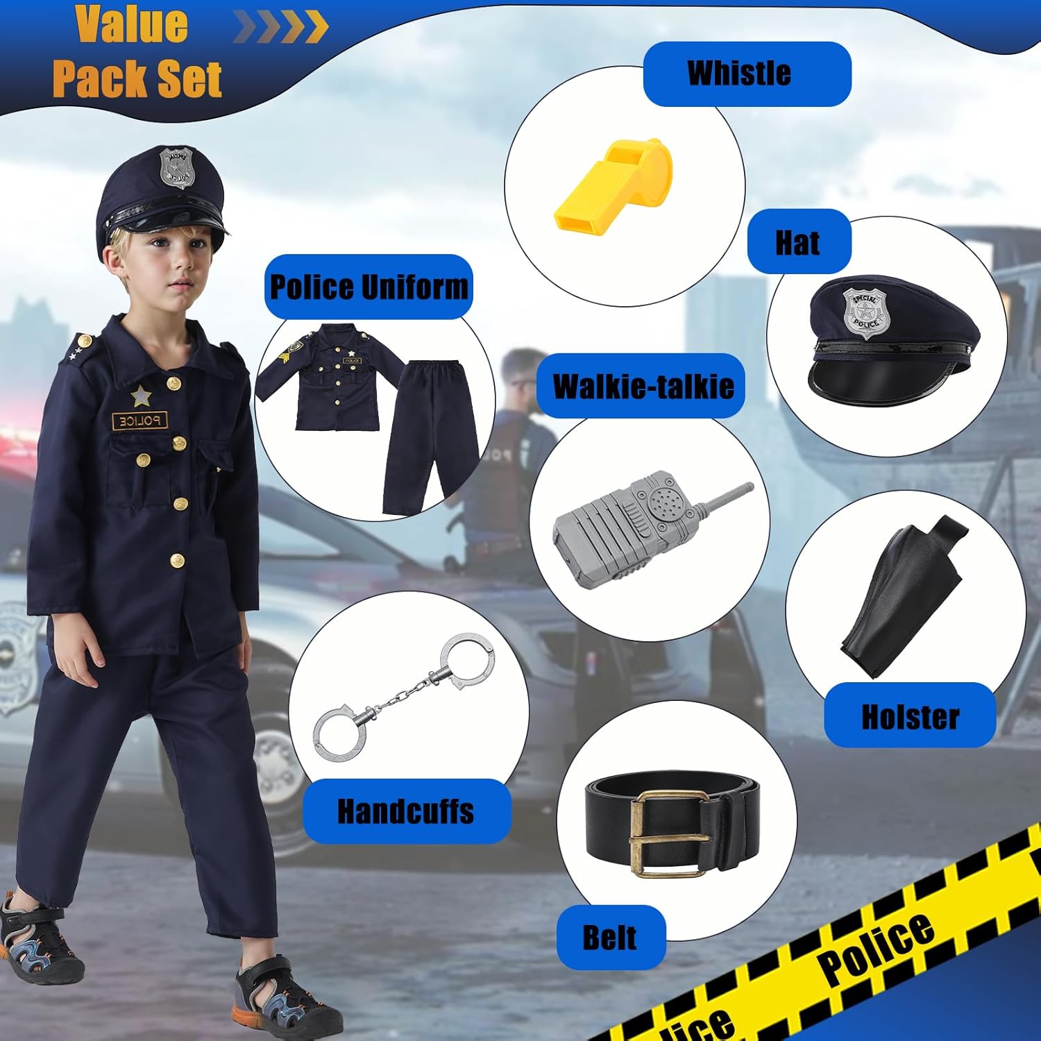 JCJ Police Costume for Kids Halloween Puzzle of Boys
