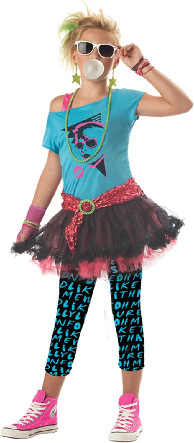 80s Valley Girl Child Costume Blue Medium 8-10