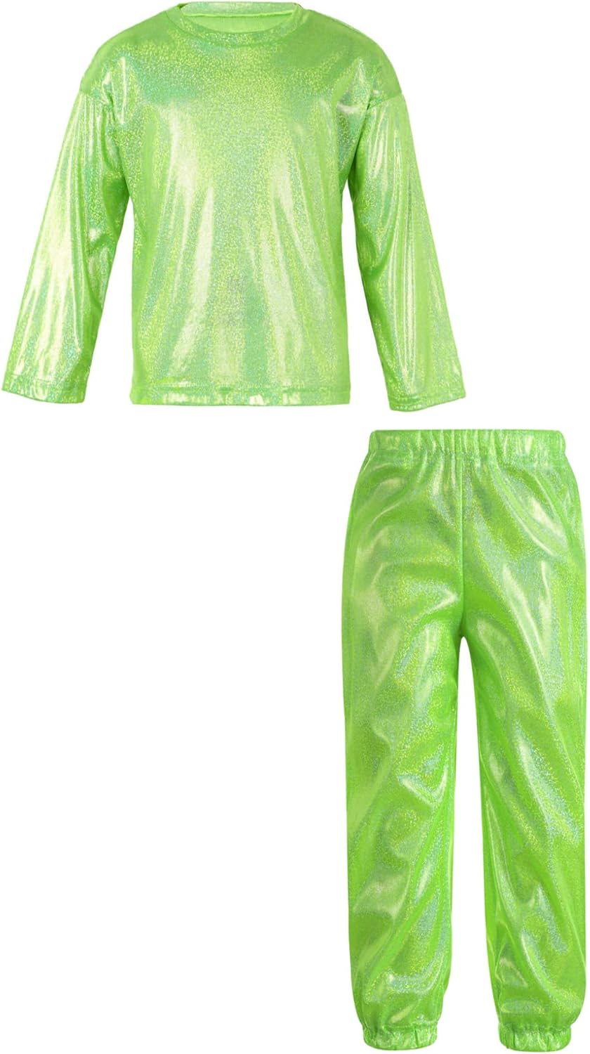 Kaerm Boys Dance Costume Set with Harem Pants and Glittery T-Shirt
