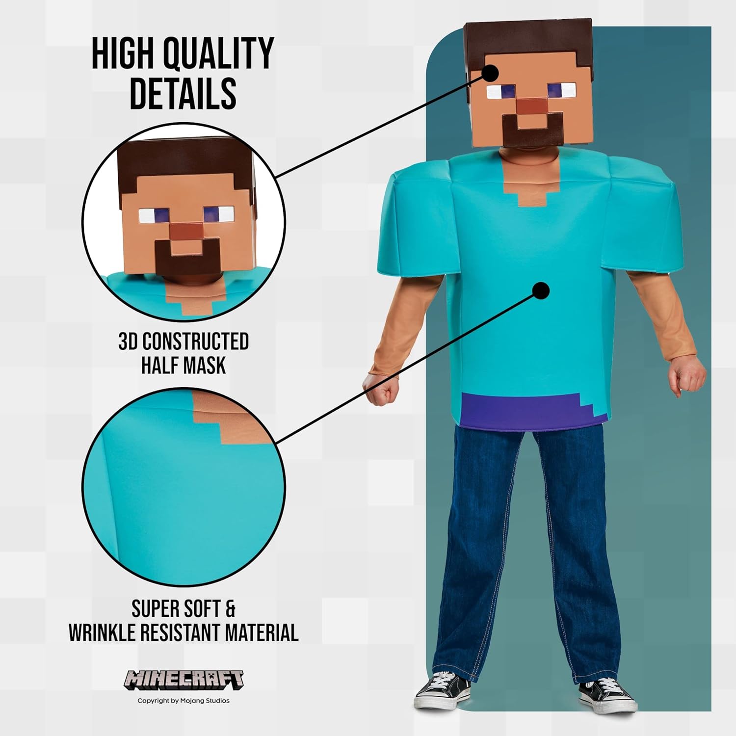 Steve Classic Minecraft Costume Multicolor Medium 7-8