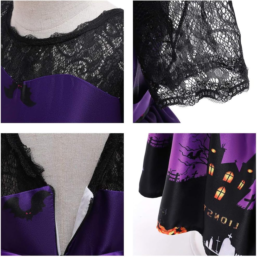 GIRLS Halloween Witch Costume Fancy Dress Up with Witch Hat