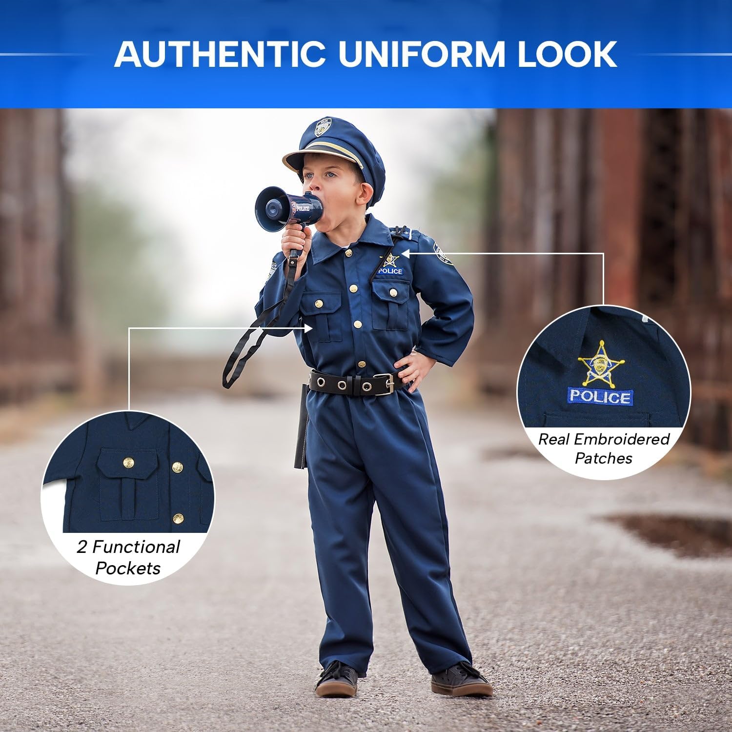 Dress Up America Police Costume for Kids Realistic CopUniform