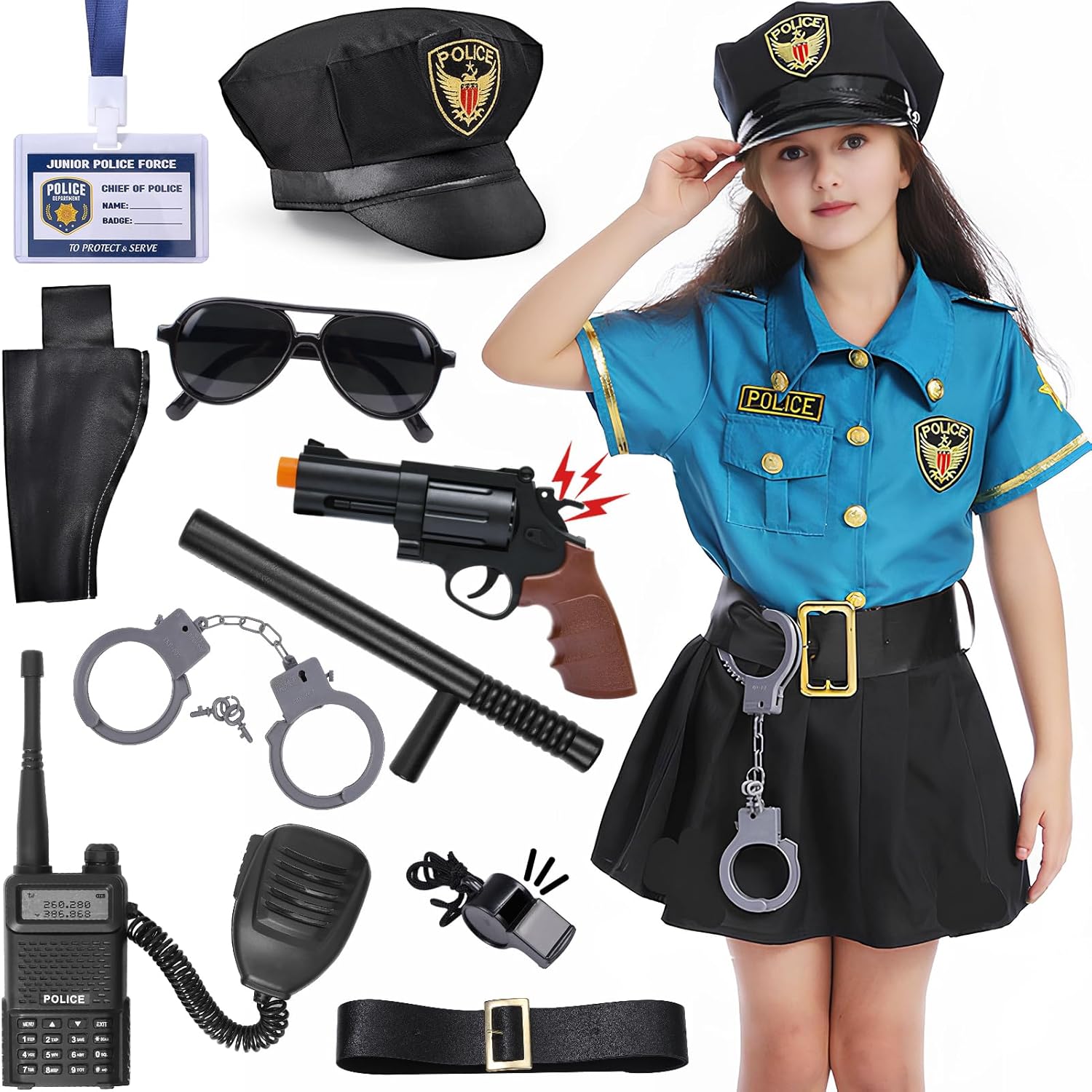 Girls Police Costume Kids Halloween