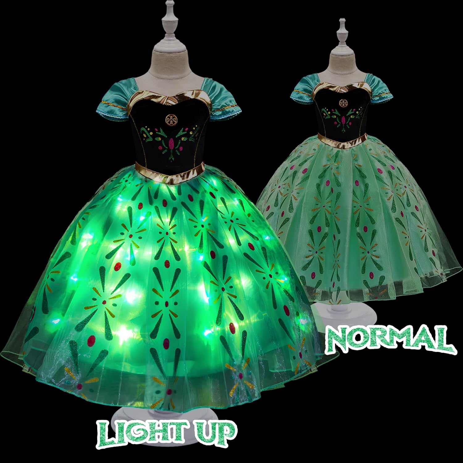 Latocos 10-Piece Glow-in-the-Dark Princess Costume Set for Girls