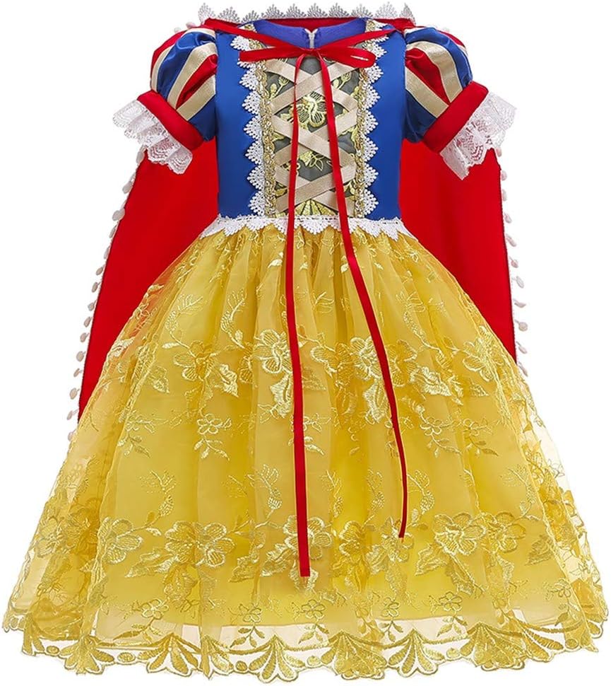 REXREII Girls Princess Snow White Costume Fancy Dress