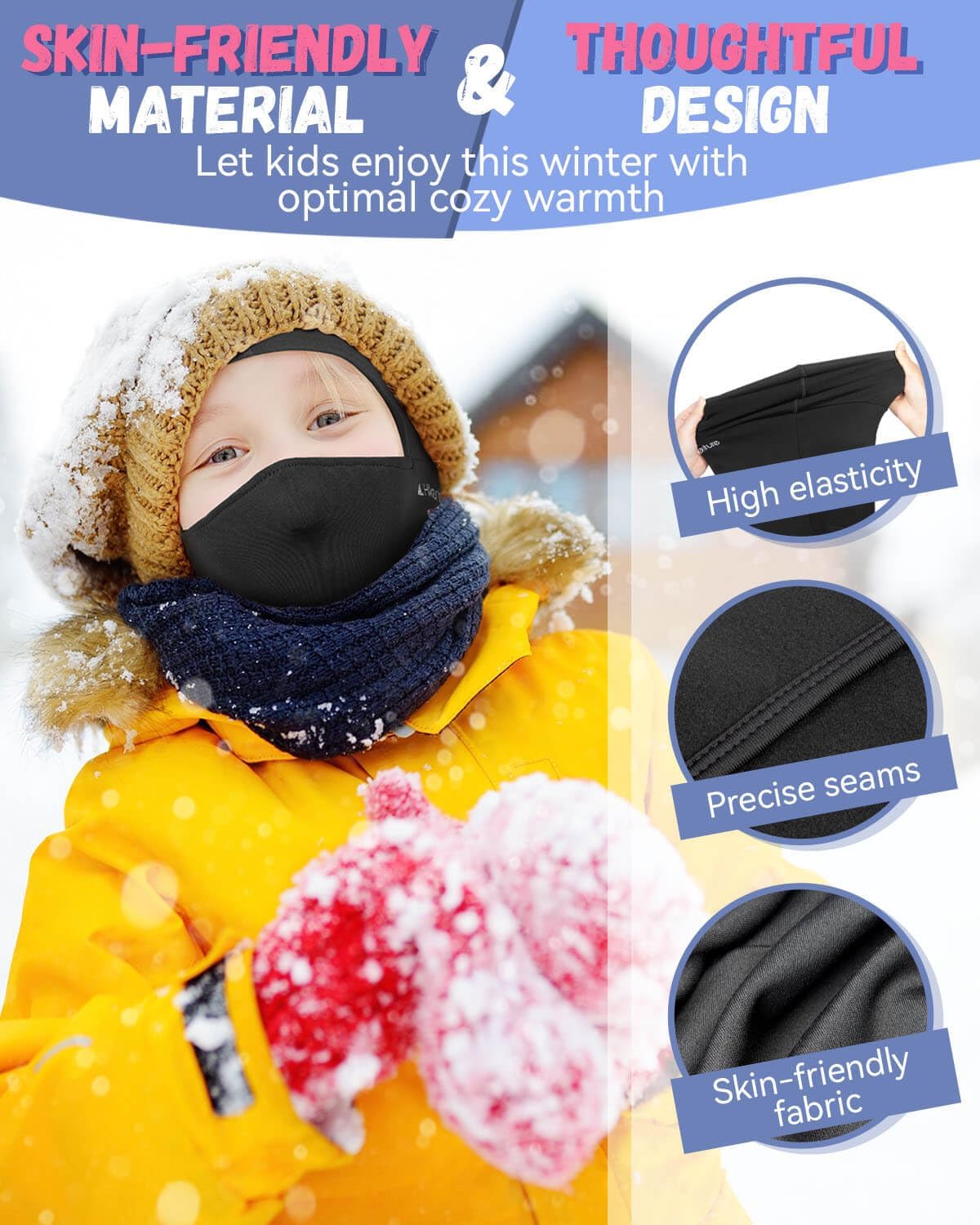 Hikenture Kids Balaclava Ski Mask - Fleece Hood with Helmet Liner