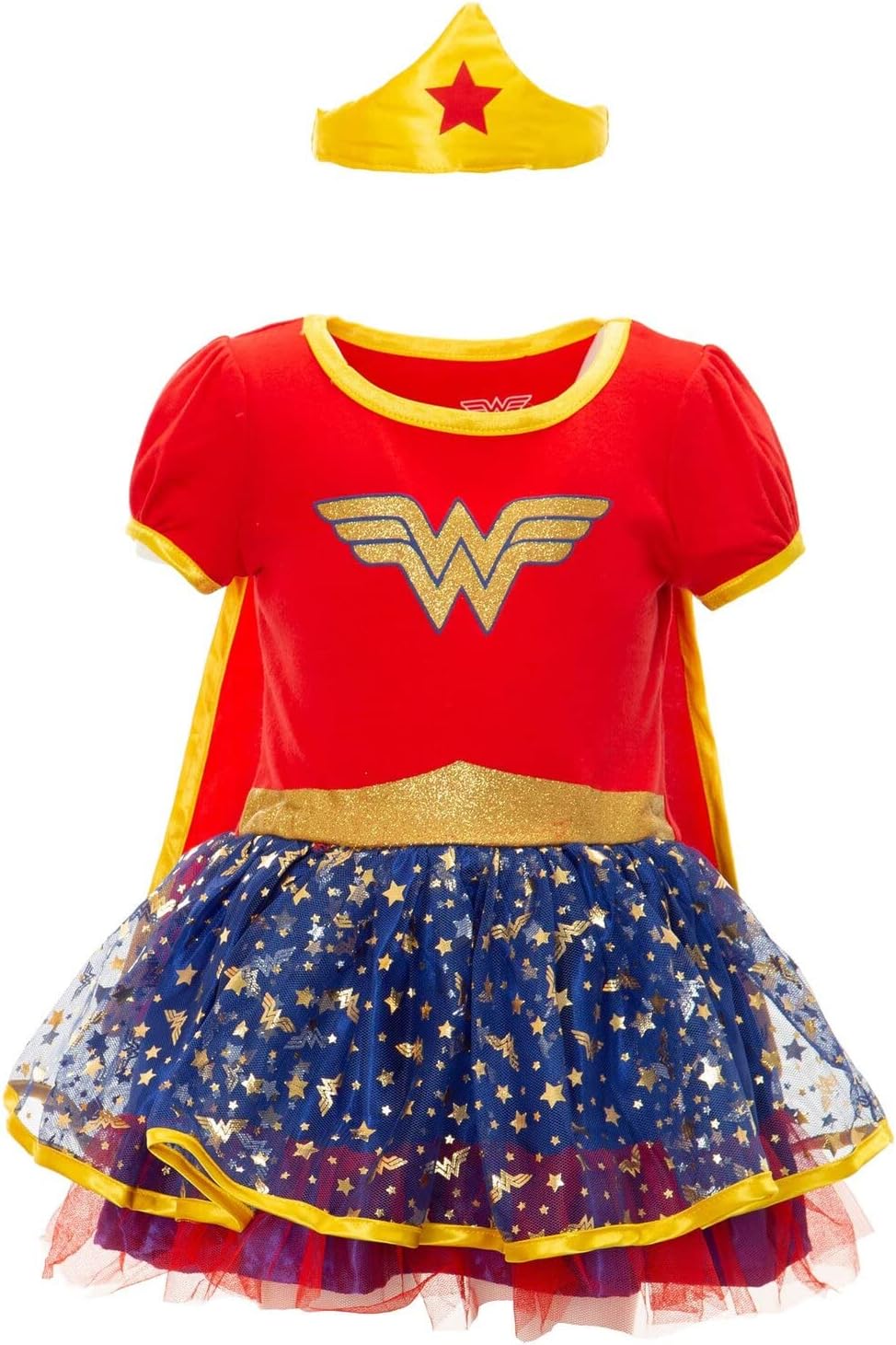 Warner Bros Justice League Wonder Woman Girls Cosplay Costume Dress Cape Headband