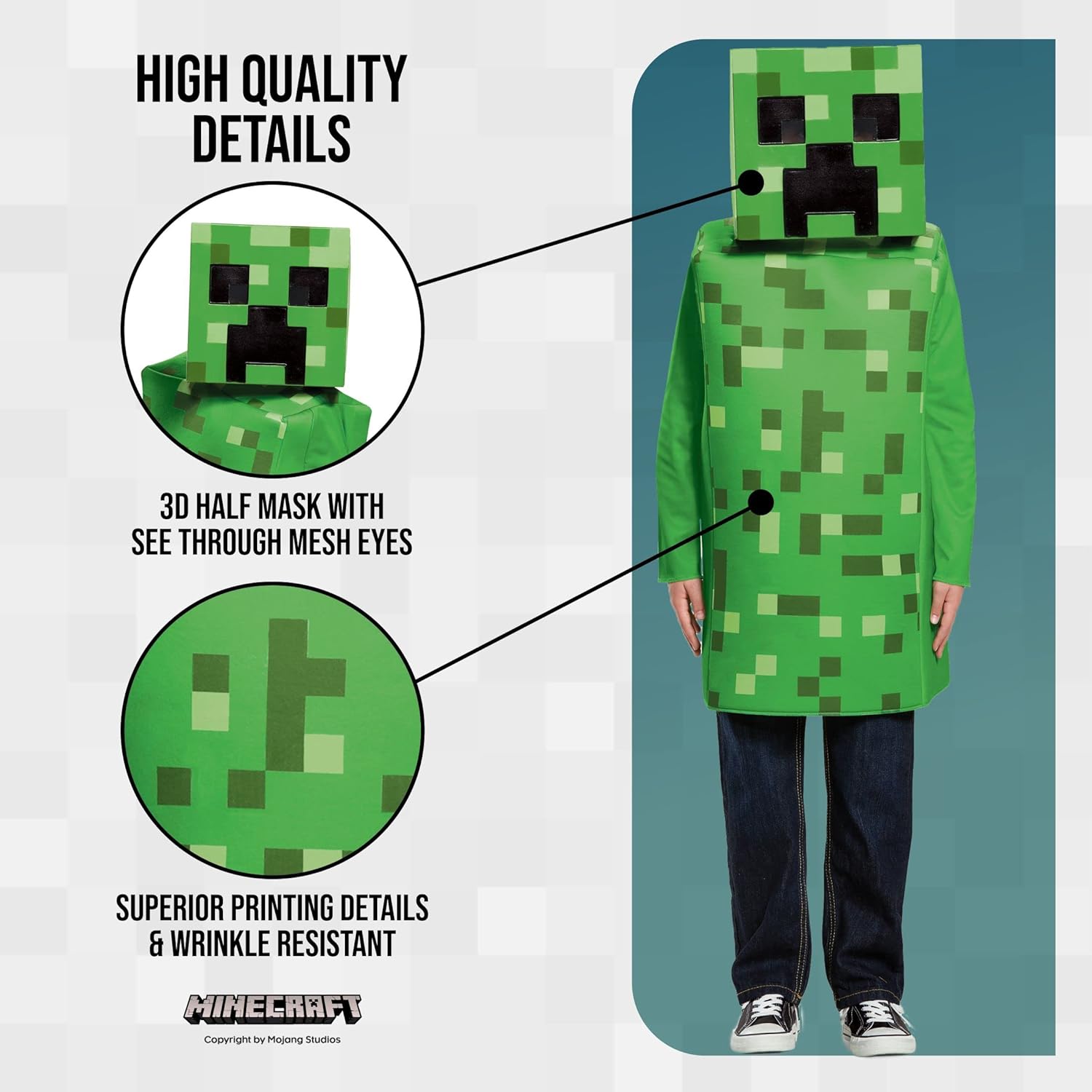 Creeper Classic Minecraft Costume Green Small 4-6 Disguise
