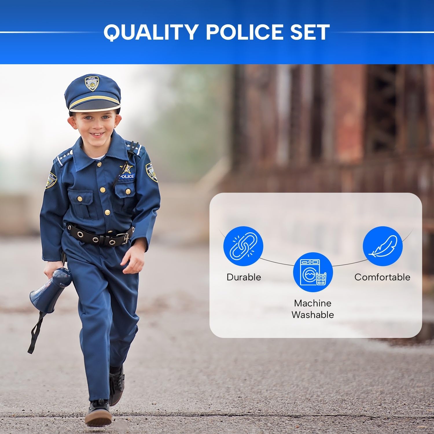 Dress Up America Police Costume for Kids Realistic CopUniform