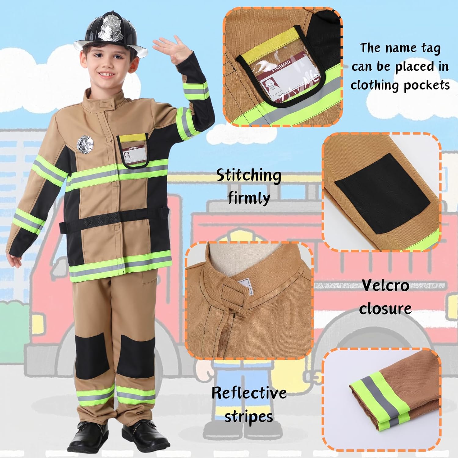 Yolsun Fireman Costume for Kids Halloween OODA