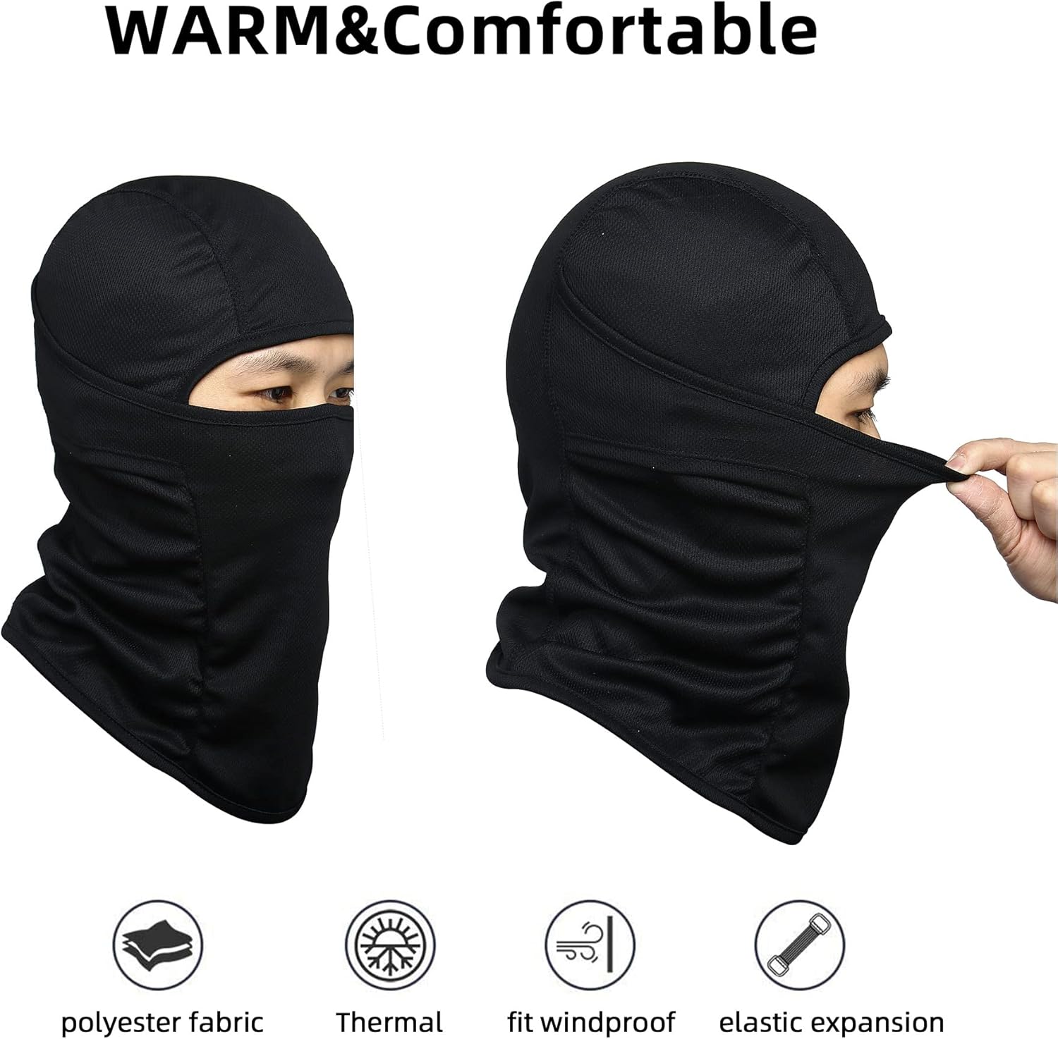 Black Youth Ski Mask Kids Warmers for Football and Hunting